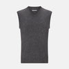 View 1 of product The Turnbull & Asser Charcoal Grey Melange V-neck Cashmere Vest is showcased against a plain white background.