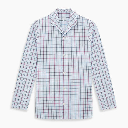 Burgundy and Blue Check Pyjama Shirt Image 6