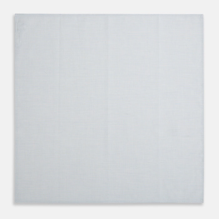 Hand Rolled Pale Blue Graph Check Handkerchief Image 1