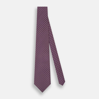 Lilac and Purple Micro Dot Silk Tie Image 1