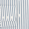 View 4 of product The Turnbull & Asser Blue Multi Wide Track Stripe Mayfair Shirt is a long-sleeve, button-up shirt with a classic collar and vertical blue and white stripes, shown on a white background.