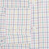 View 4 of product The Rainbow Double Grid Check Mayfair Shirt by Turnbull & Asser features a white base with thin blue, red, and green checks and a T&A collar. It’s displayed neatly laid flat on a white background.