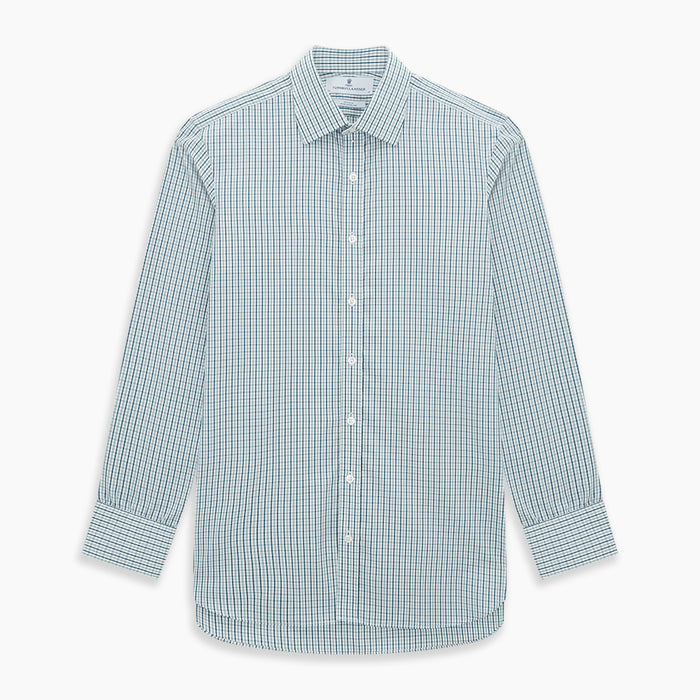 Light Petrol Micro Tattersall Check Mayfair Shirt Image 6