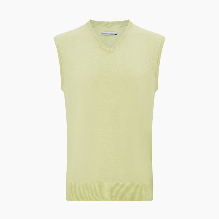 Melon Green V-neck Cashmere Vest Image 3