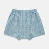 View 2 of product The Pale Blue And Green Multi Check Godfrey Boxer Shorts by Turnbull & Asser feature Italian cotton, an elastic waistband, and a grid of multicolored checks. These luxury men's boxers are shown laid flat on a white background.