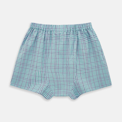 Pale Blue And Green  Multi Check Godfrey Boxer Shorts Image 1