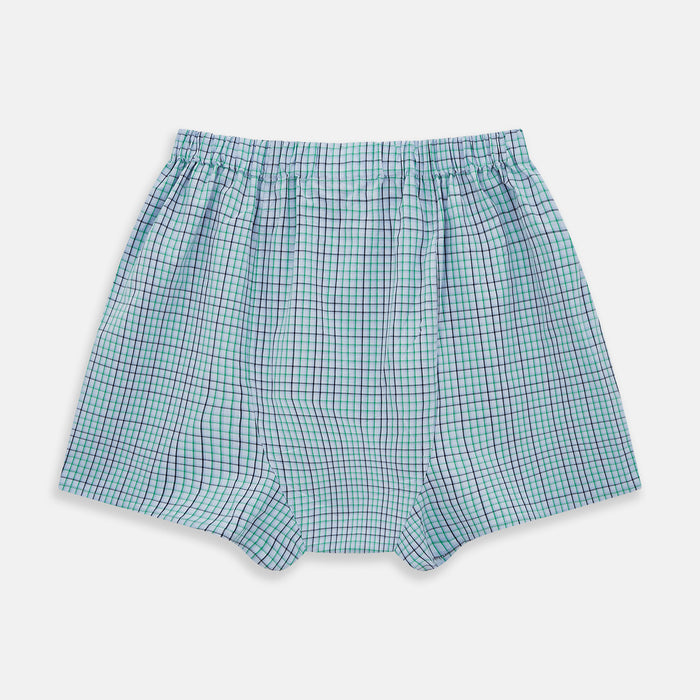 Pale Blue And Green  Multi Check Godfrey Boxer Shorts Image 4