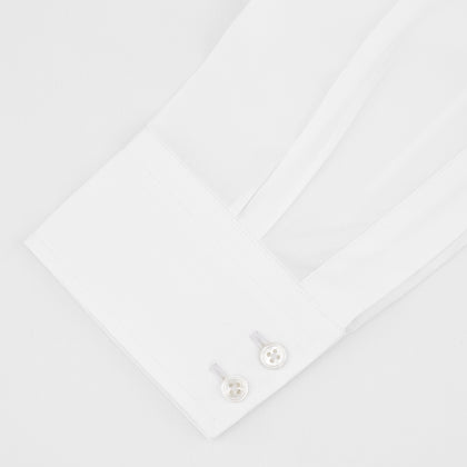 Tailored Fit Two-Fold 120 White Cotton Shirt with Kent Collar and 2-Button Cuffs Image 1