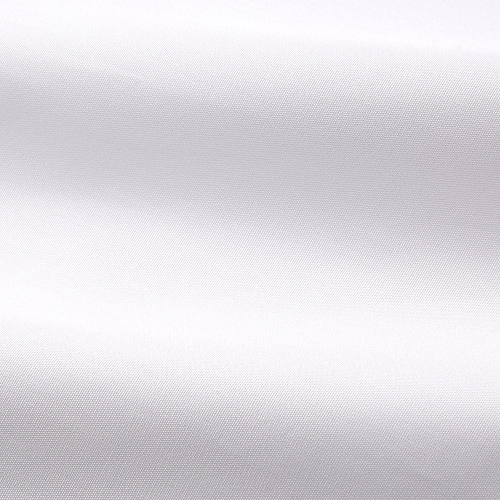 The White Cotton Lauren Shirt by Turnbull & Asser, featuring a stand collar, button-down front, and elongated body, is laid flat on a plain white background.
