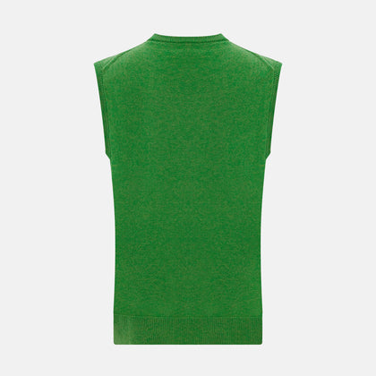 Grass Green Cashmere Round Neck Vest Image 2
