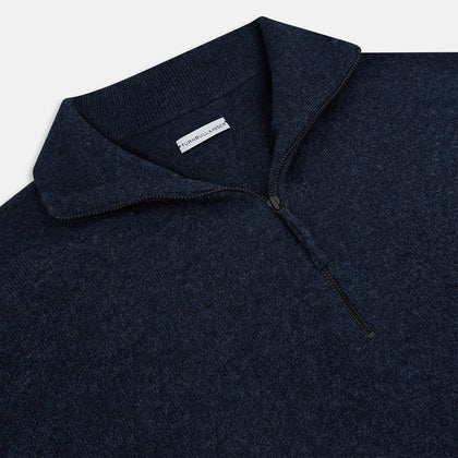Navy Melange Half-Zip Cashmere Jumper Image 1