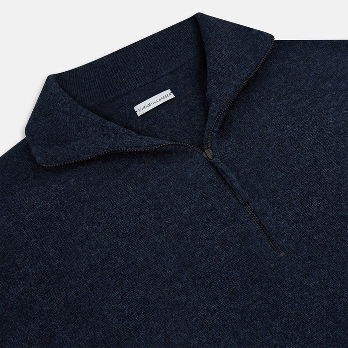 Navy Melange Half-Zip Cashmere Jumper Image 1