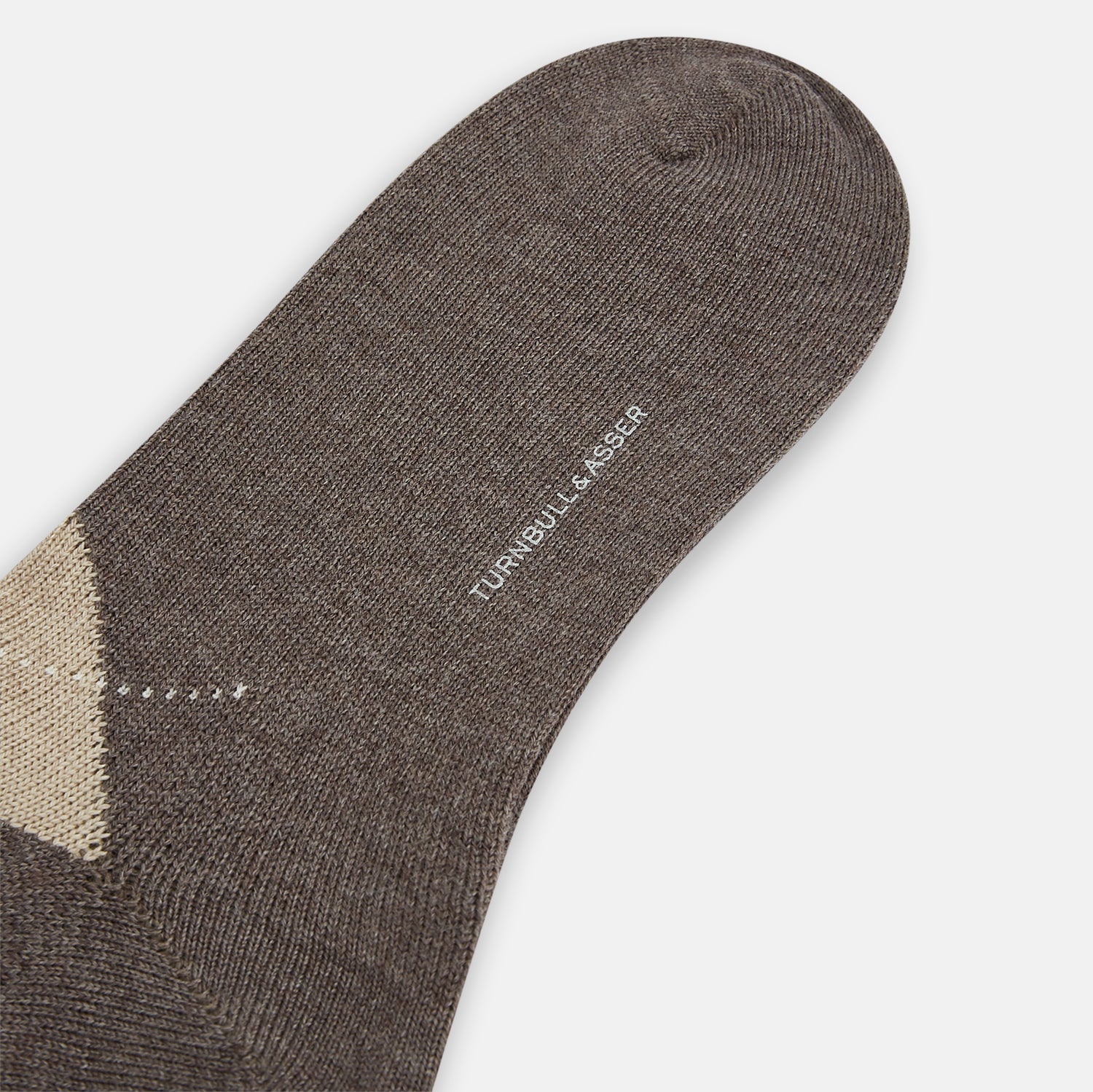 View 3 of product A single Turnbull & Asser Grey Melange Wool Check Mid-Length Sock, shown against a white background.