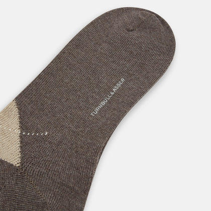 Grey Melange Wool Check Mid-Length Socks Image 2