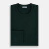 View 5 of product A forest green long-sleeve crewneck t-shirt by Turnbull & Asser is laid flat on a white background, showing the front side with no visible patterns or logos—a timeless, versatile staple.