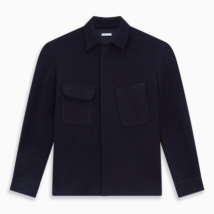 Navy Greenwich Knitted Overshirt Image 6