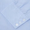 View 6 of product The Turnbull & Asser Light Blue End-on-End Shirt features a T&A collar and 3-button cuffs, neatly displayed against a plain white background—ideal for pairing with a navy suit.
