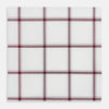View 1 of product The Turnbull & Asser Burgundy Grid Check Hand-Rolled Handkerchief features a white base with burgundy grid lines forming large squares and is finished with elegant hand-rolled edges.