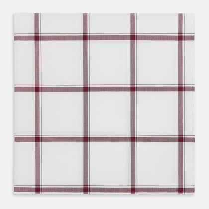 Burgundy Grid Check Hand-Rolled Handkerchief