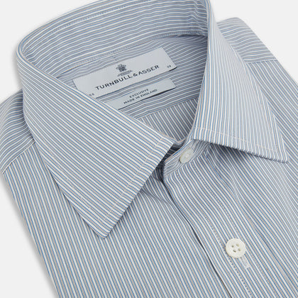 Blue and Brown Ticking Stripe Mayfair Shirt Image 1
