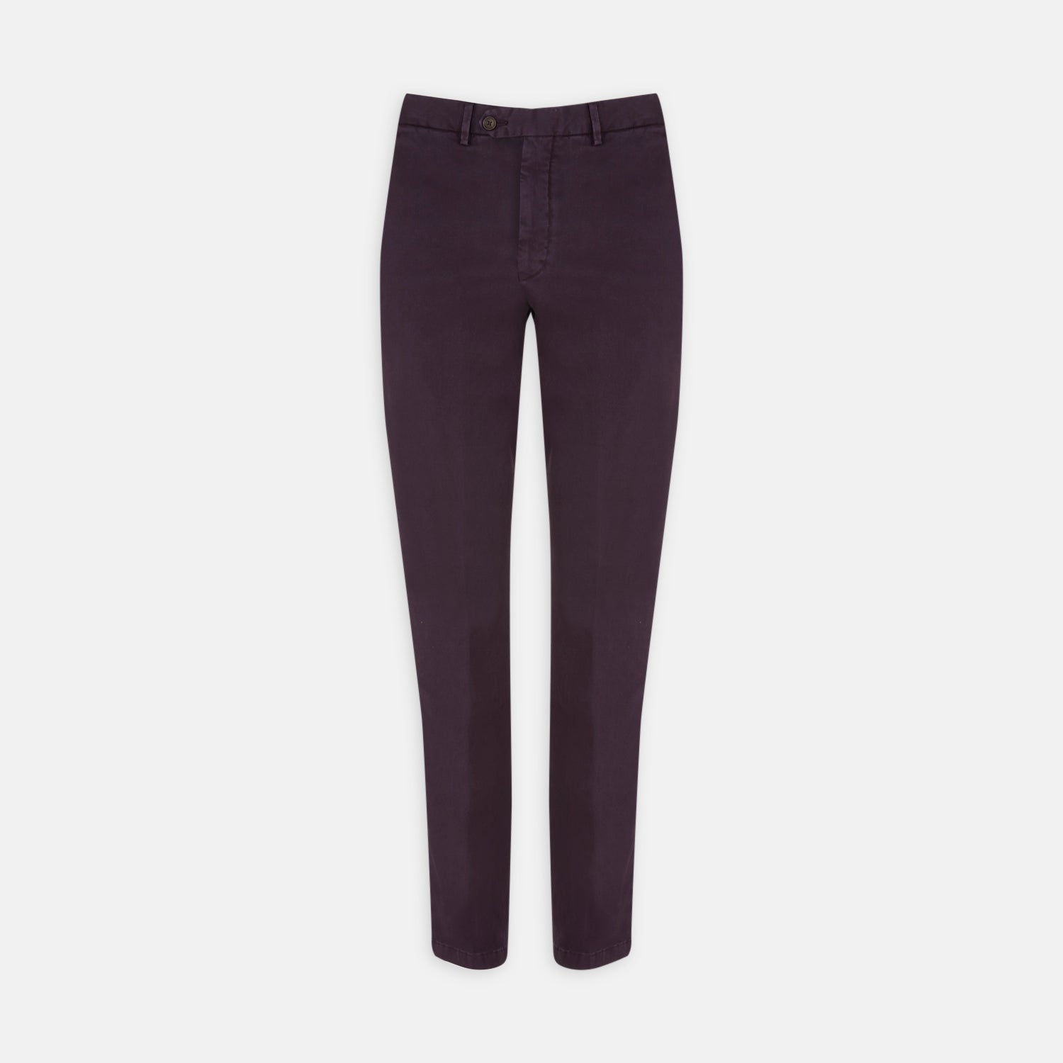 View 1 of product Turnbull & Asser Purple Cotton Trousers: slim-fit with button and zip closure, front and back pockets, shown on a white background.