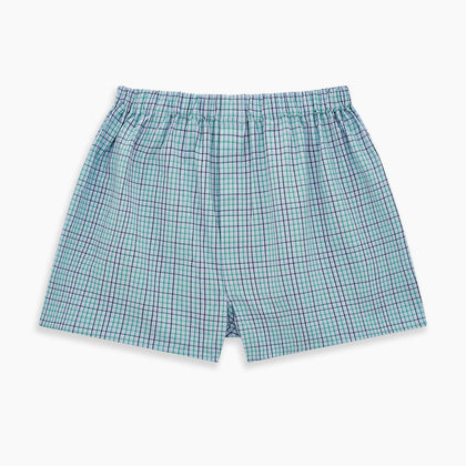 Pale Blue And Green  Multi Check Godfrey Boxer Shorts Image 2