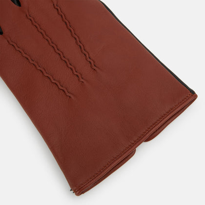 Brown/Ebony Cashmere-Lined Hairsheep Leather Touchscreen Gloves Image 1