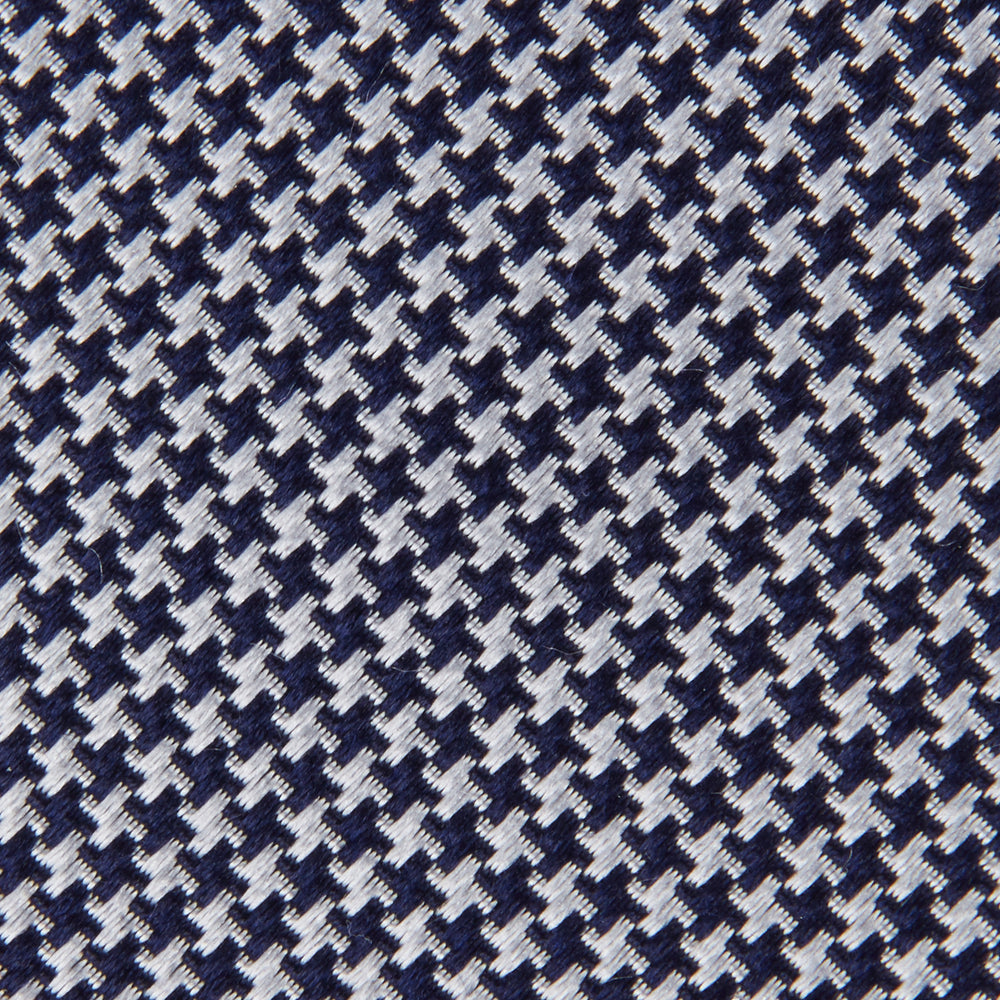 Seven-Fold Navy & White Houndstooth Silk Tie