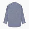 View 5 of product A navy pattern cotton voile regular fit Mayfair shirt by Turnbull & Asser, featuring long sleeves, a button-up front, classic collar, and white buttons, displayed flat against a white background.