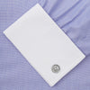 View 6 of product The Wall Street Shirt with White T&A Collar by Turnbull & Asser, as seen on Gordon Gekko, is folded neatly to showcase its light purple color, crisp French cuffs, and iconic contrasting collar against a plain background.