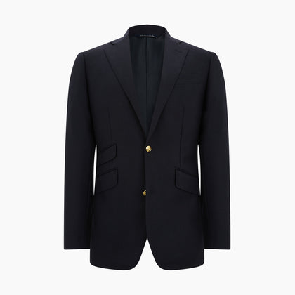 Long Navy Single Breasted Classic Blazer Image 4