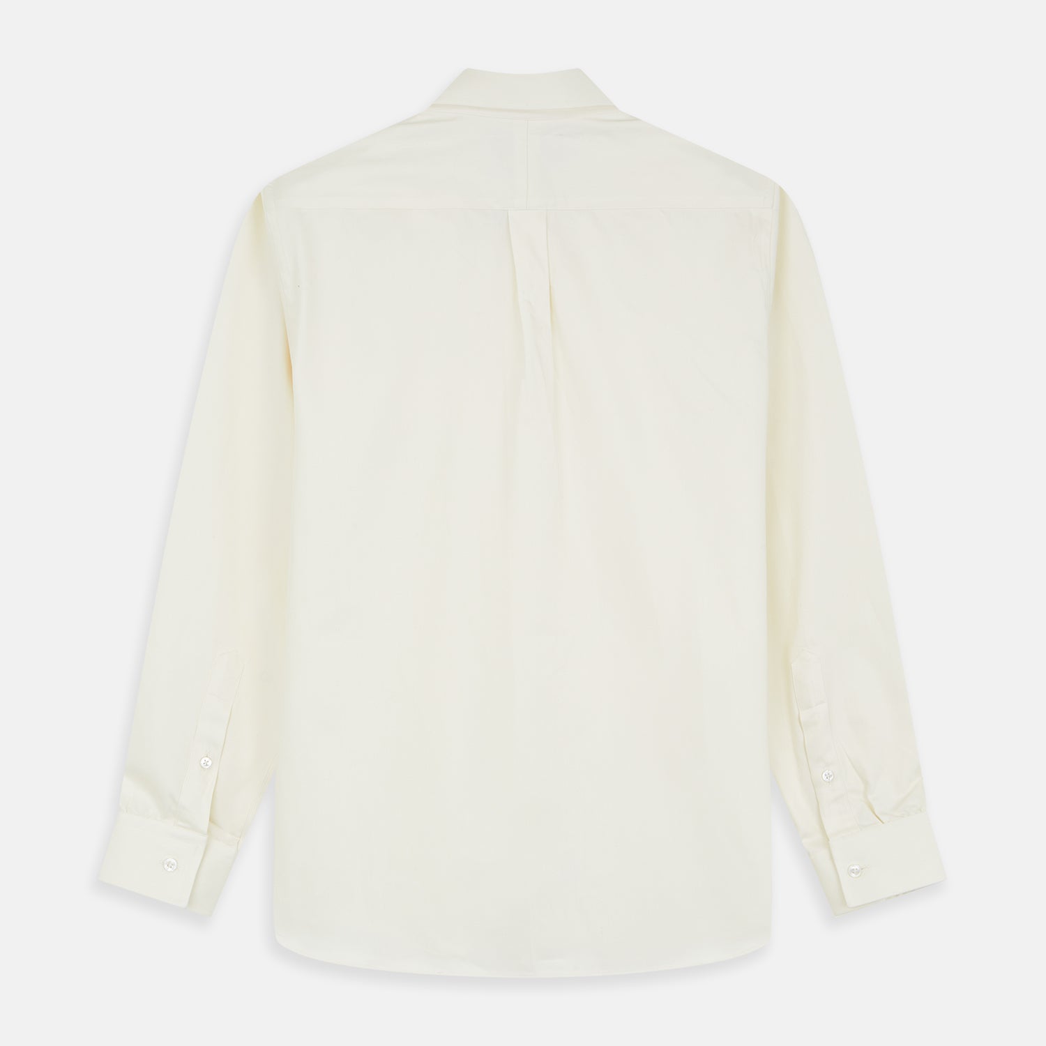 View 7 of product The Turnbull & Asser Cream Weekend Fit Hayne Shirt features a Dorset collar and 1-button cuffs, displayed long-sleeved and laid flat on a white background.