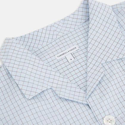 Blue Graph Check Pyjama Shirt Image 1