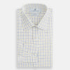 View 5 of product The Turnbull & Asser Yellow Overlay Grid Check Mayfair Shirt is a long-sleeve, button-down shirt made from soft organic cotton, featuring a yellow grid check pattern and shown laid flat on a white background.