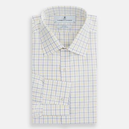 Yellow Overlay Grid Check Mayfair Shirt Image 4