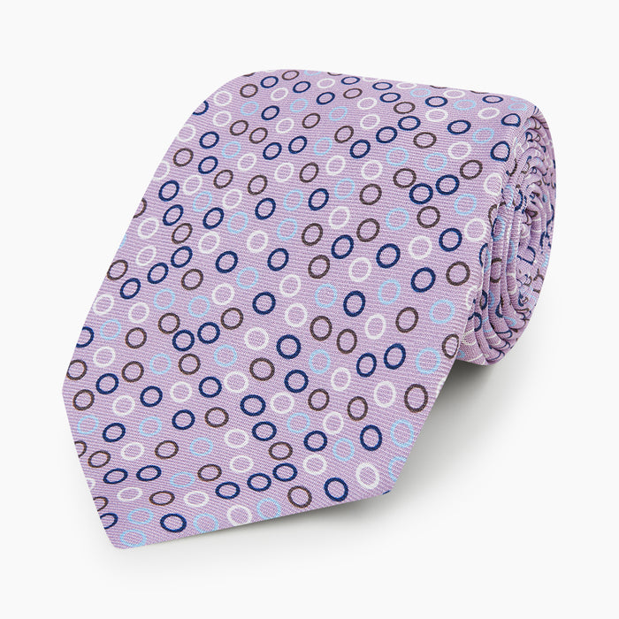 Multi-coloured Circle Lilac Printed Silk Tie Image 4
