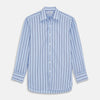 View 1 of product The Turnbull & Asser Pale Blue Multi Stripe Cotton Regular Fit Whitby Shirt, with collar and cuffs, is shown laid flat on a white background.