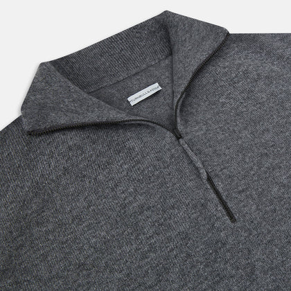Slate Grey Melange Half-Zip Cashmere Jumper Image 1