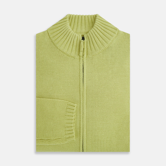 Melon Green Merino High Neck Zipped Cardigan Image 3