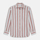 The Turnbull & Asser Red, Blue & White Stripe Weekend Fit Shirt features a Derby collar, 1-button cuffs, and crisp stripes—ideal for stylish winter layering.