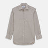 View 1 of product A grey and peach multi-check long-sleeve Cashmerello Finch Shirt by Turnbull & Asser, featuring a classic collar and white buttons, displayed on a white background. This stylish Weekend Fit shirt offers a refined look for summer.
