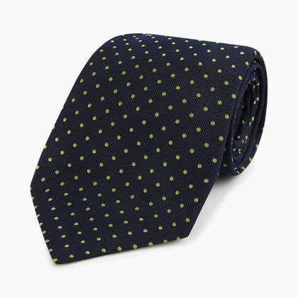 Green and Navy Micro Dot Silk Tie Image 4