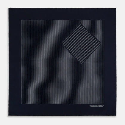 Navy and Grey Stripe Silk Pocket Square Image 3