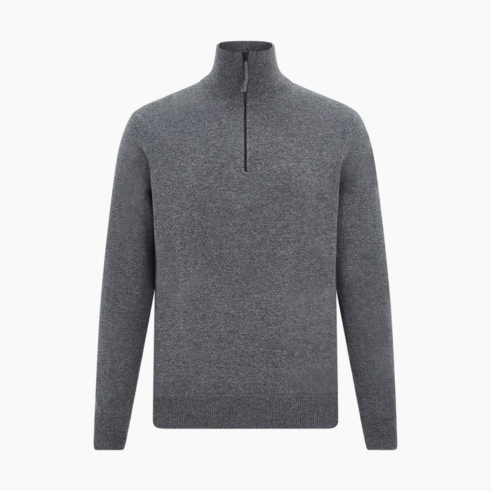 Slate Grey Melange Half-Zip Cashmere Jumper Image 4