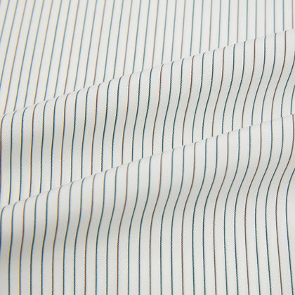 Green and Brown Ticking Stripe Mayfair Shirt Image 5