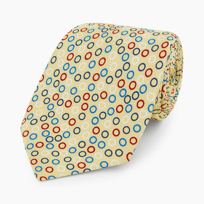 Multi-coloured Circle Yellow Silk Tie Image 4