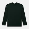 View 1 of product A forest green long-sleeve crewneck t-shirt by Turnbull & Asser is laid flat on a white background, showing the front side with no visible patterns or logos—a timeless, versatile staple.