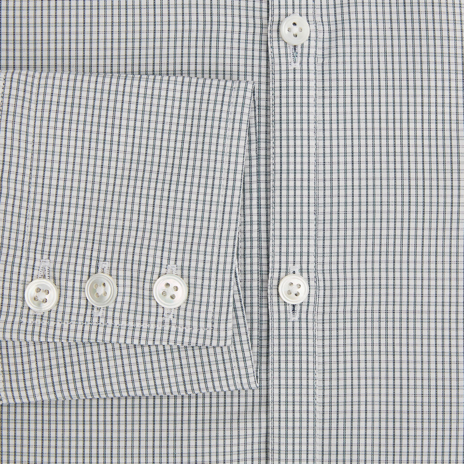 View 4 of product A forest green micro tattersall Westminster shirt by Turnbull & Asser with long sleeves, pointed collar, button-down front, and a tailored fit is displayed flat on a white background.