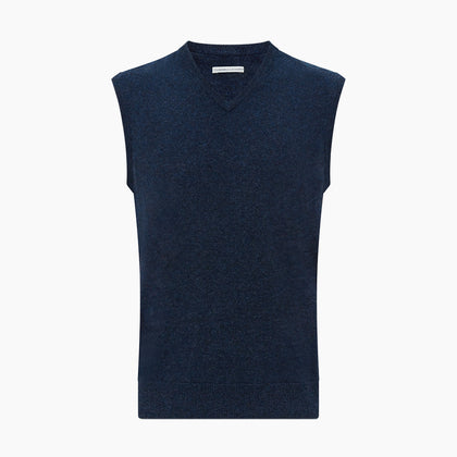 Navy Melange V-neck Cashmere Vest Image 3