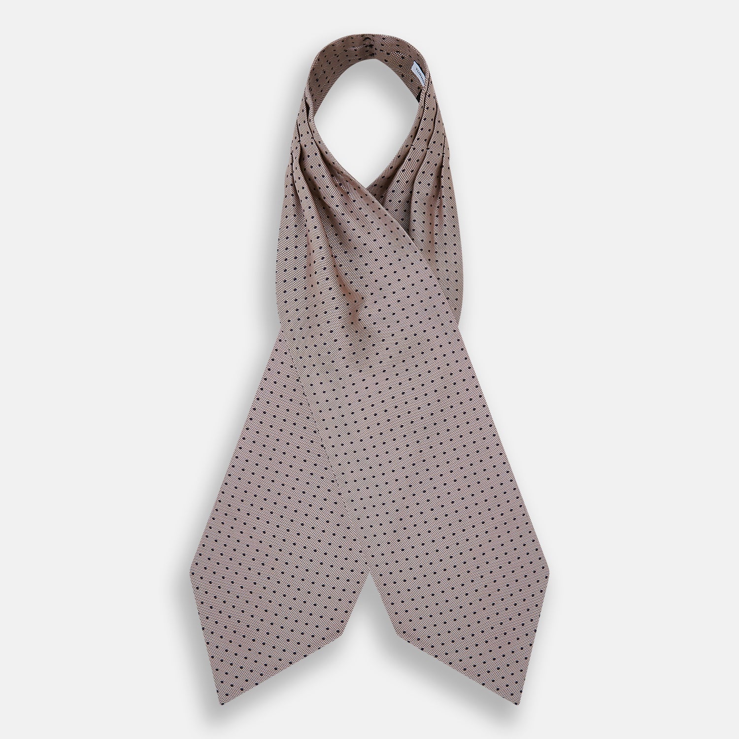 View 2 of product The Turnbull & Asser Navy and Lilac Micro Dot Silk Cravat features a refined pattern, making it perfect for pairing with pocket squares or to elevate any dress code with its sophisticated handmade style.